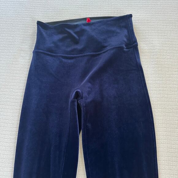Spanx Womens Rich Navy Velvet Leggings Velour Holiday Party Stretch Size Medium - Picture 7 of 9